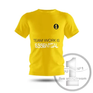 T-shirt „Team work is essential” yellow