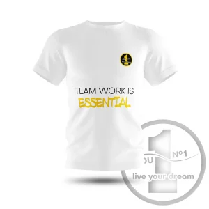 T-shirt „Team work is essential” white