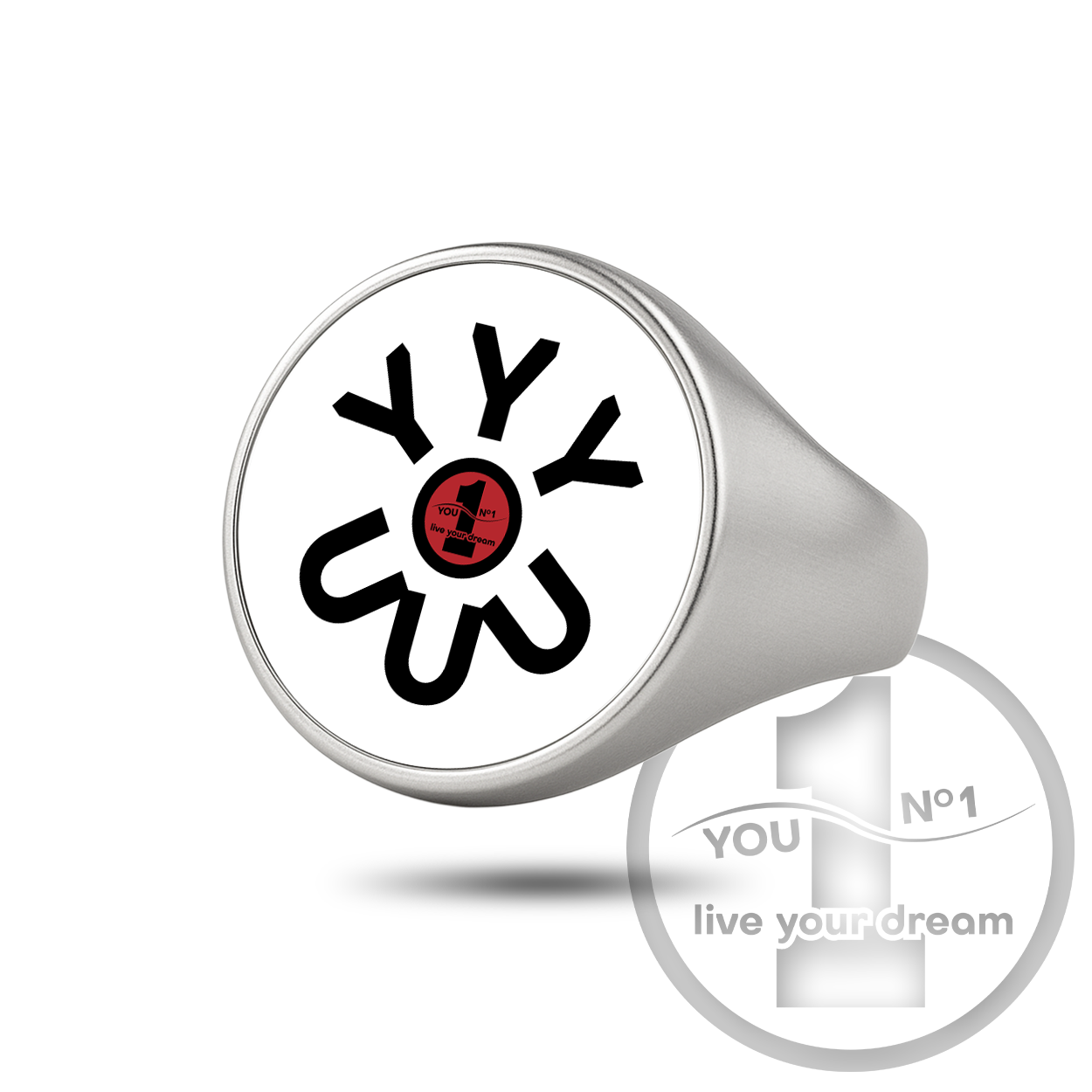 Signet ring (stainless steel, engraved/logo) - version 4